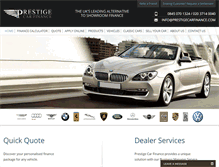 Tablet Screenshot of prestigecarfinance.com